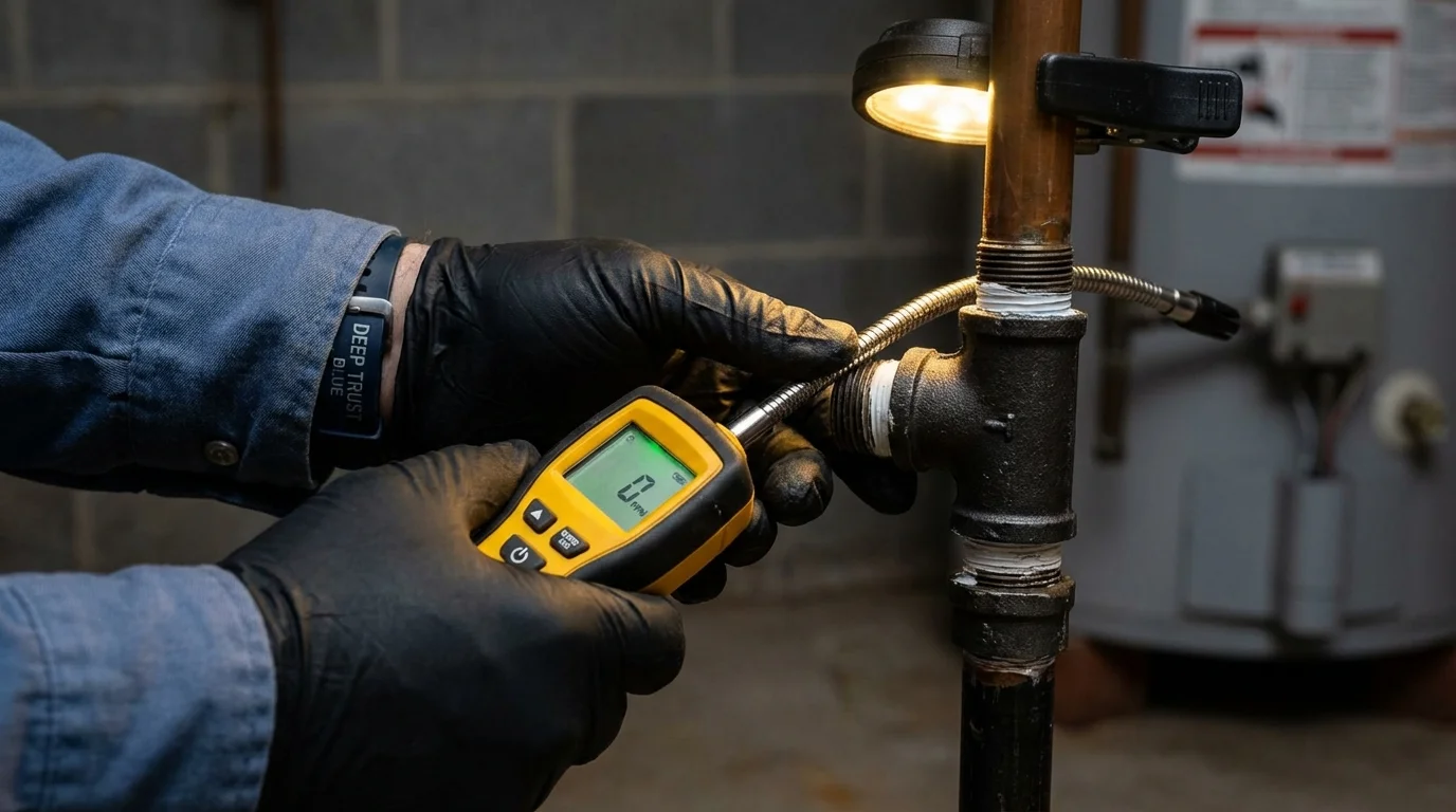 Gas leak detection with electronic sniffer by Johns Plumbing LLC in Keewatin